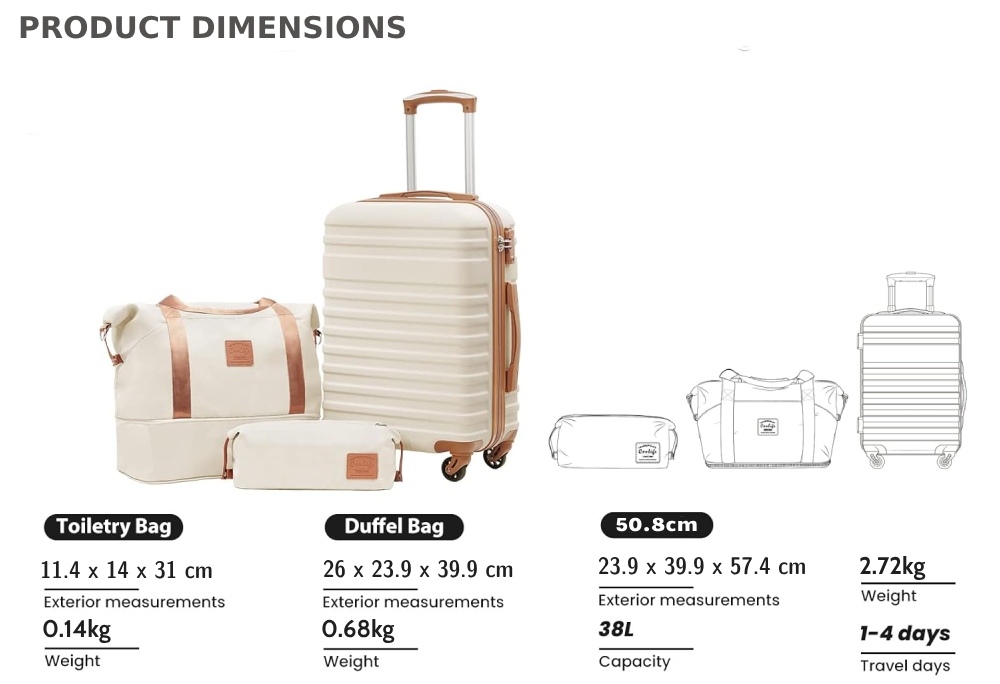 3-piece Hard Shell Carry On Luggage: image 3